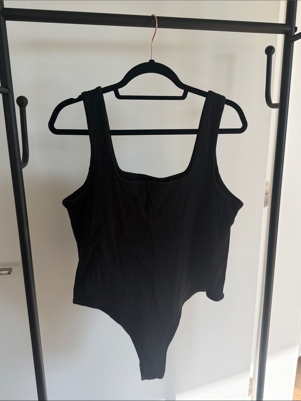 a new day Black Square-Neck Ribbed Tank Bodysuit